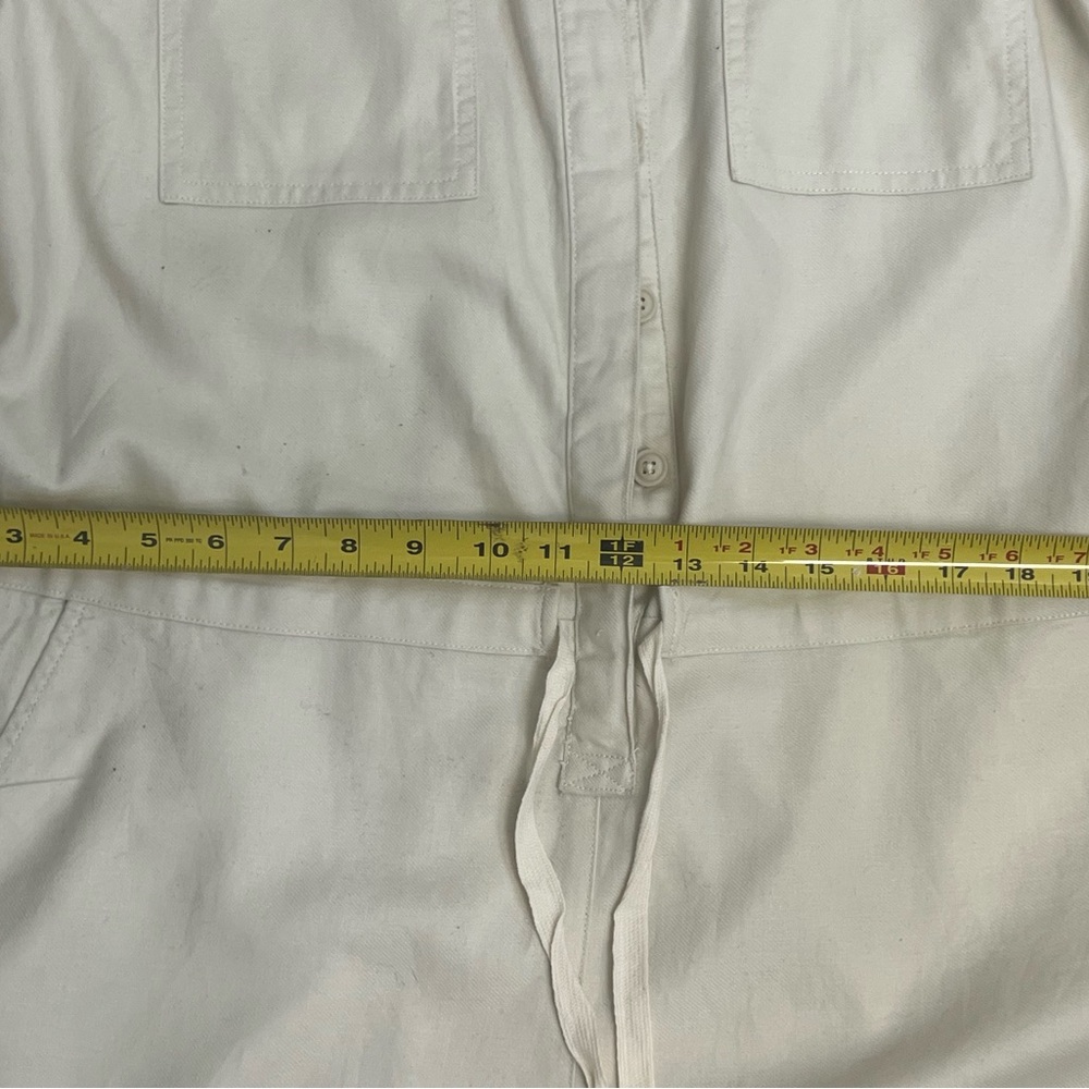 Aerie Utility Romper Sz L Cream Long Sleeve Button Front Drawstring Cotton Twill - Picture 8 of 10